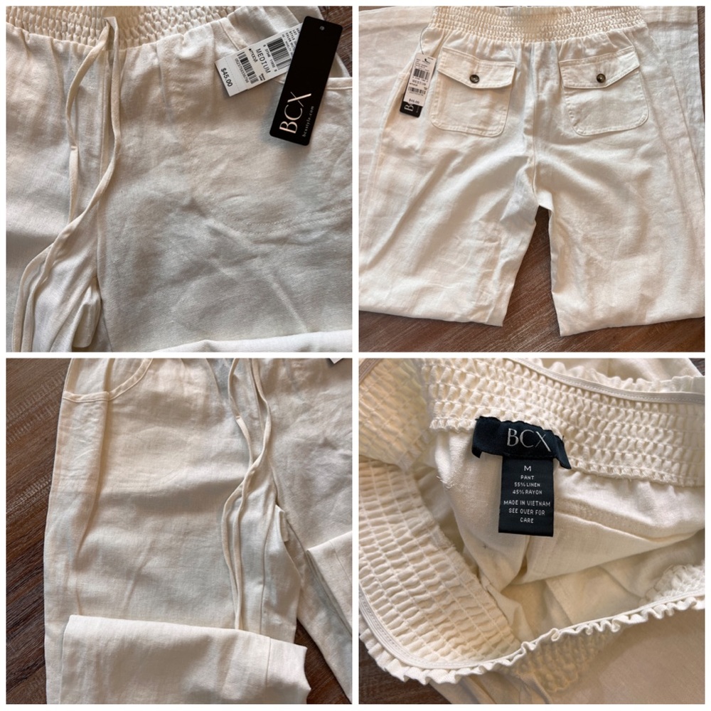 Brand New “BCX Style” Women White Linen Pants Loose Size Medium